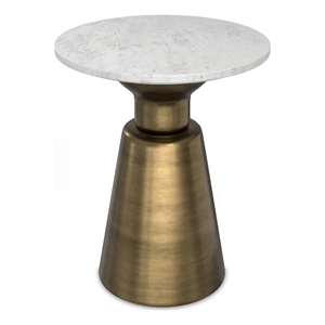 Simpli Home Leyla Modern 16 inch Wide Metal Side Table in Antique Brass