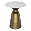 Simpli Home Leyla Modern 16 inch Wide Metal Side Table in Antique Brass