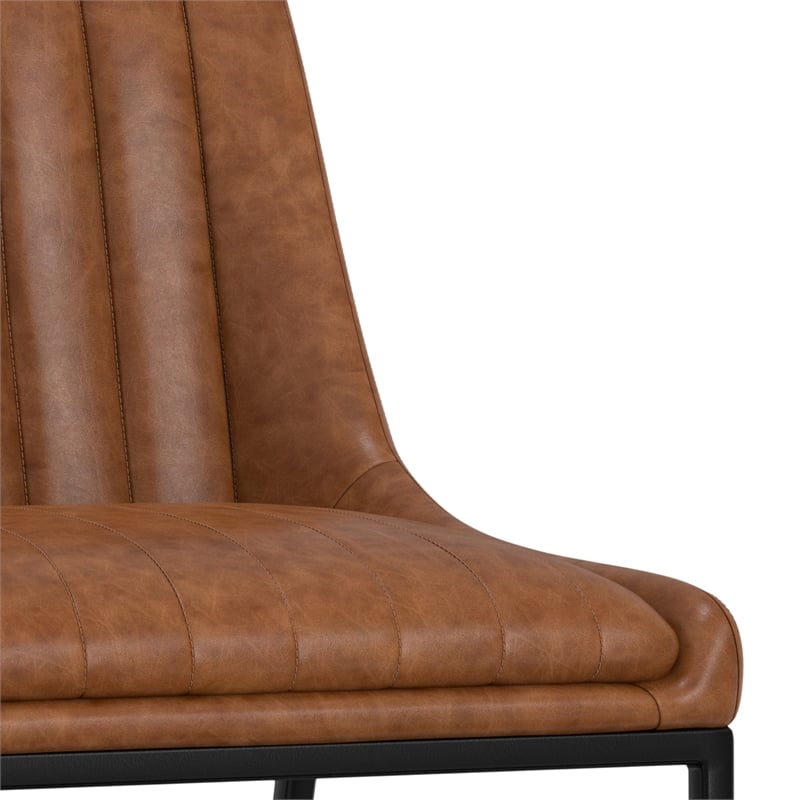 Melody Contemporary Dining Chair (Setof 2) in Distressed Tan Vegan Faux Leather