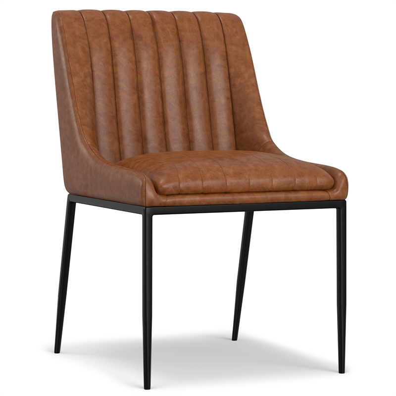 Melody Contemporary Dining Chair (Setof 2) in Distressed Tan Vegan Faux Leather