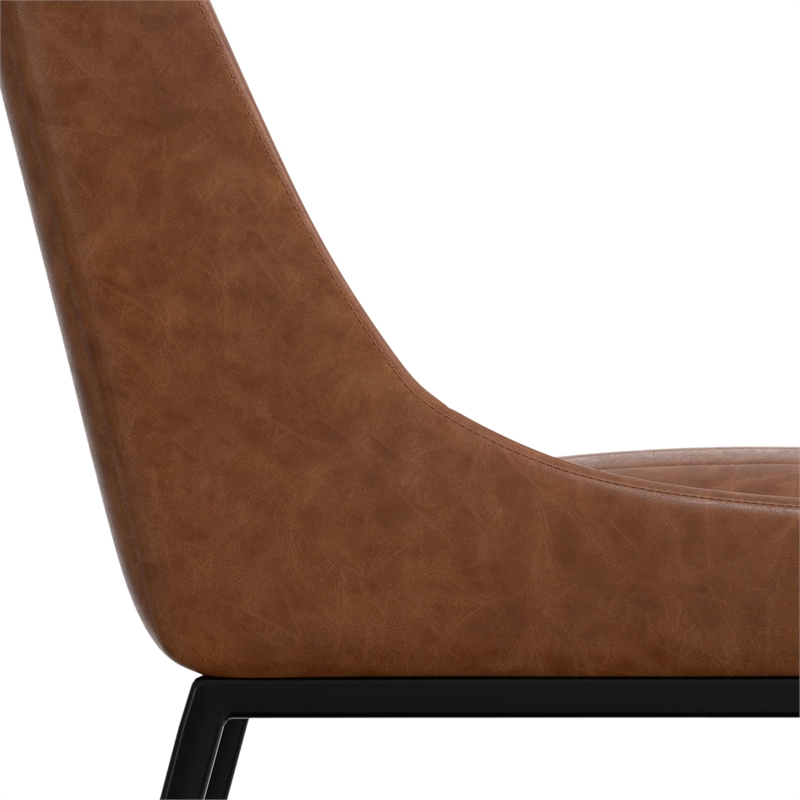 Melody Contemporary Dining Chair (Setof 2) in Distressed Tan Vegan Faux Leather