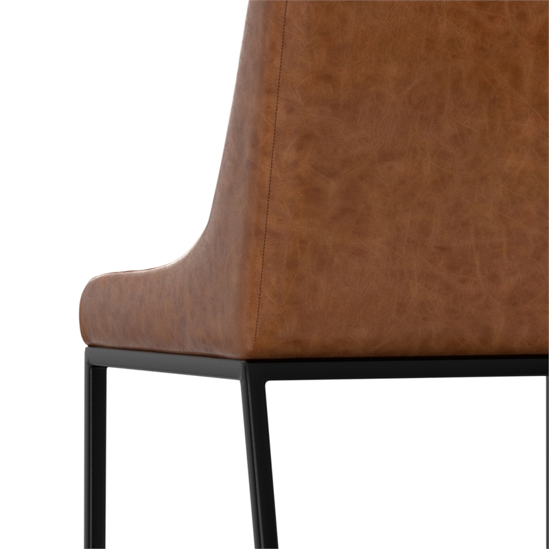 Melody Contemporary Dining Chair (Setof 2) in Distressed Tan Vegan Faux Leather