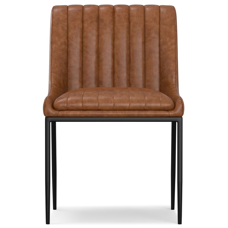 Melody Contemporary Dining Chair (Setof 2) in Distressed Tan Vegan Faux Leather