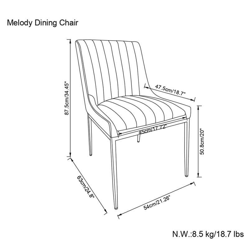 Melody Contemporary Dining Chair (Setof 2) in Distressed Tan Vegan Faux Leather