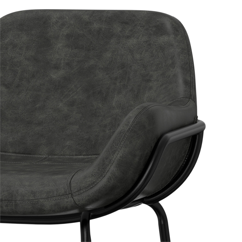 Mira Contemporary Bar Stool in Distressed Slate Gray  Vegan Faux Leather