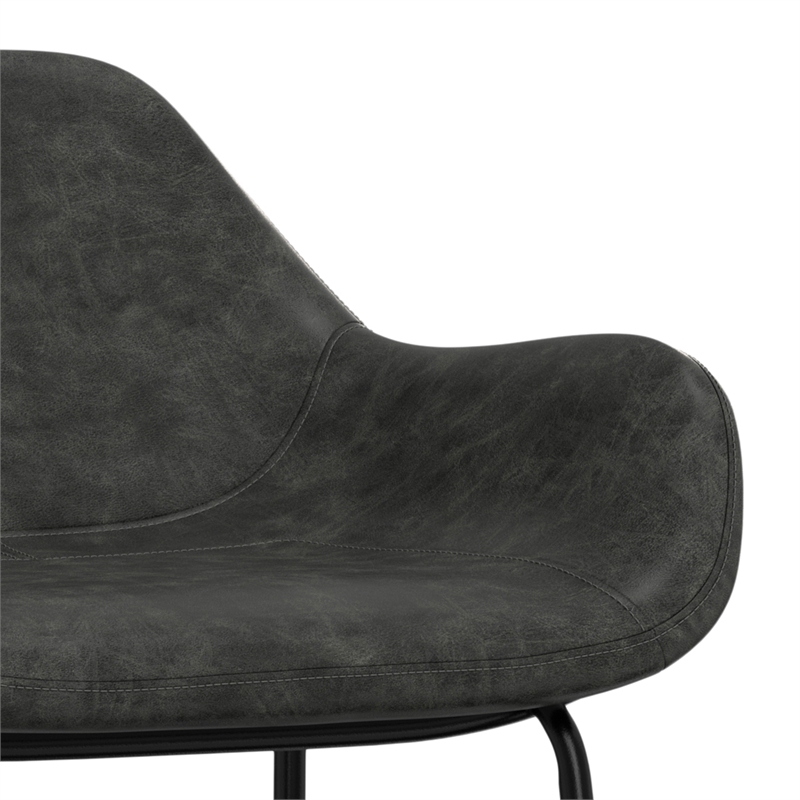 Mira Contemporary Bar Stool in Distressed Slate Gray  Vegan Faux Leather