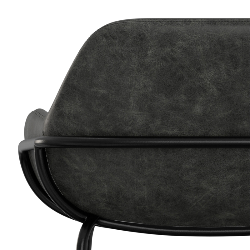 Mira Contemporary Bar Stool in Distressed Slate Gray  Vegan Faux Leather