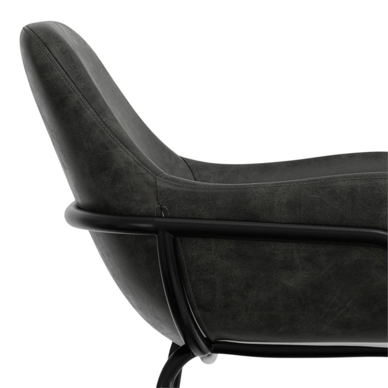 Mira Contemporary Bar Stool in Distressed Slate Gray  Vegan Faux Leather
