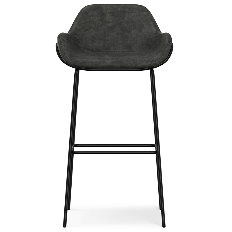 Mira Contemporary Bar Stool in Distressed Slate Gray  Vegan Faux Leather