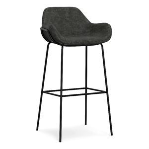 Mira Contemporary Bar Stool in Distressed Slate Gray  Vegan Faux Leather