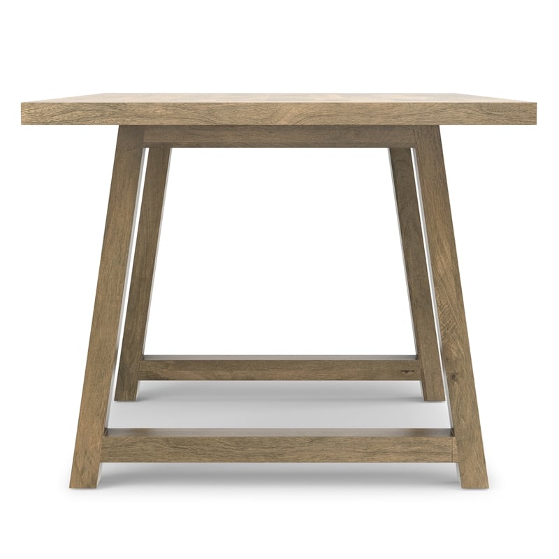 Simpli Home Aeris 72 inch Wide Solid Mango Farmhouse Dining Table in Gray Wash