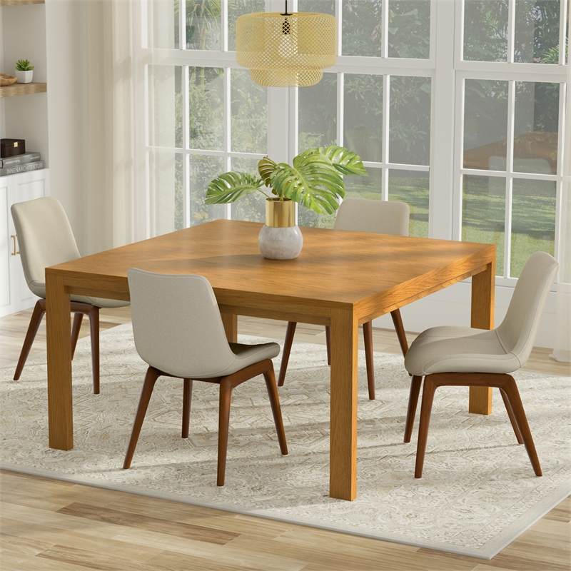 Wilson 54 inch x 54 inch Square Contemporary Dining Table in Oak Veneer
