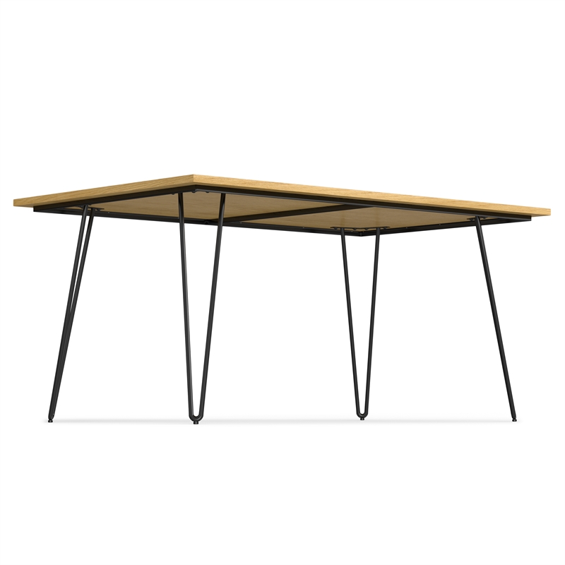 Simpli Home Hunter 66 x40 inch Rectangle Industrial Dining Table in Oak