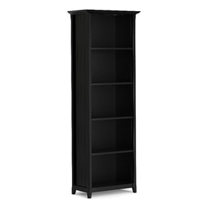 Acadian SOLID WOOD 72 inch x 26 inch Transitional 5 Shelf Bookcase in Black