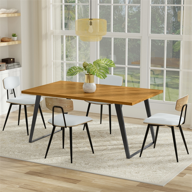 Lowry 66 inch x 40 inch Rectangle Modern Industrial Dining Table in Oak Veneer