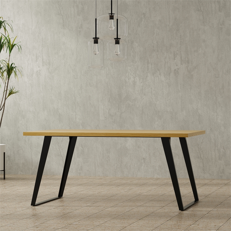 Lowry 66 inch x 40 inch Rectangle Modern Industrial Dining Table in Oak Veneer