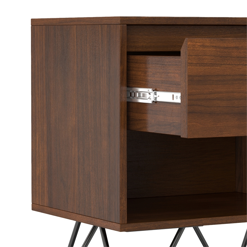 Hunter  20 inch Wide Industrial Modern Nightstand in Walnut