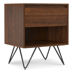 Hunter  20 inch Wide Industrial Modern Nightstand in Walnut