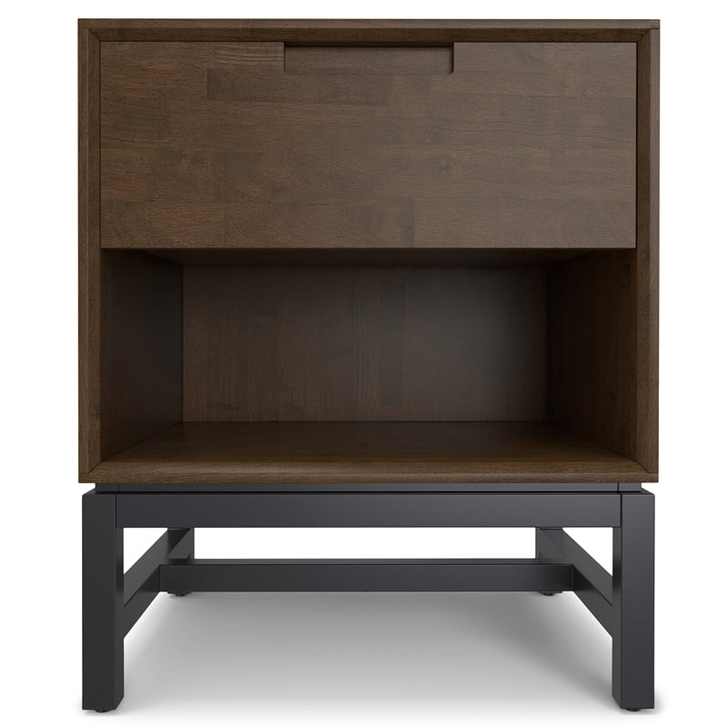 Banting SOLID HARDWOOD 20 inch Wide Industrial Nightstand in Walnut Brown