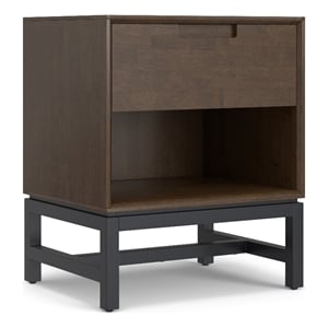 Banting SOLID HARDWOOD 20 inch Wide Industrial Nightstand in Walnut Brown