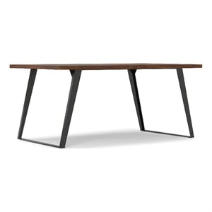 Lowry 66 x 40&quot  Rectangle Modern Industrial Dining Table in Walnut Veneer