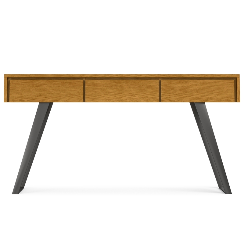 Lowry  60 inch Wide Modern Industrial Console Sofa Table in Oak Veneer