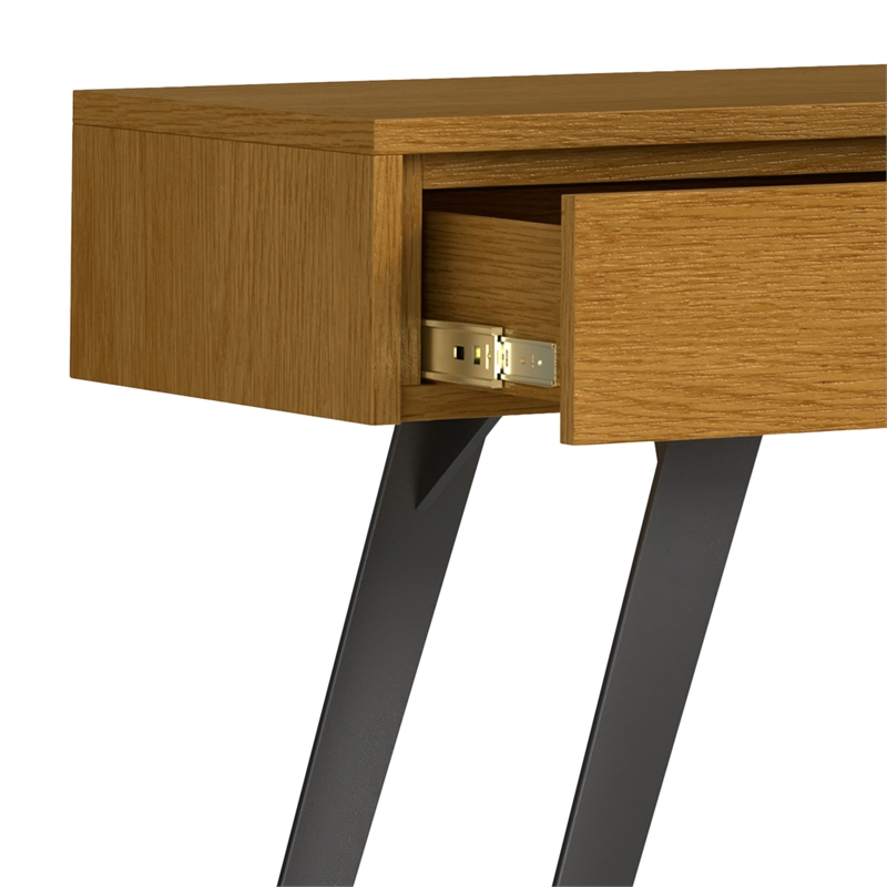 Lowry  60 inch Wide Modern Industrial Console Sofa Table in Oak Veneer