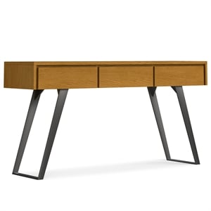 Lowry  60 inch Wide Modern Industrial Console Sofa Table in Oak Veneer