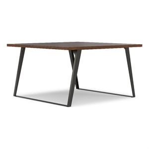 Lowry 54x 54&quot Square Modern Industrial Square Dining Table in Walnut Veneer
