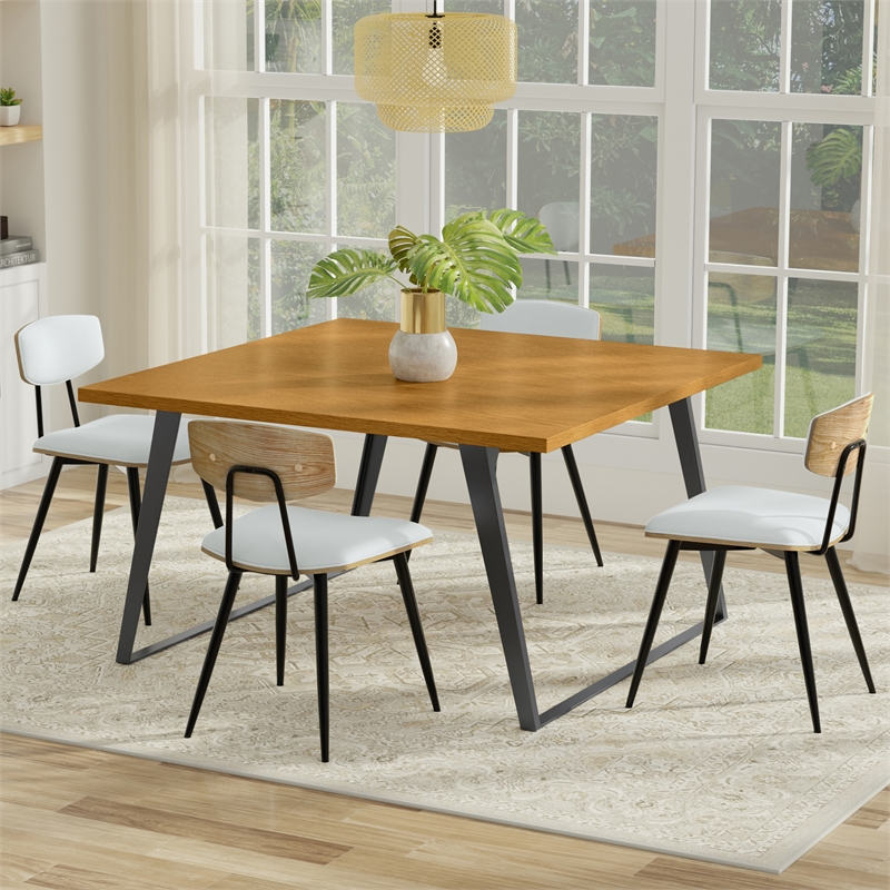 Lowry 54 x 54 inch Square Modern Industrial Square Dining Table in Oak Veneer