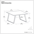 Lowry 54 x 54 inch Square Modern Industrial Square Dining Table in Oak Veneer