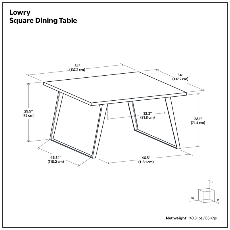 Lowry 54 x 54 inch Square Modern Industrial Square Dining Table in Oak Veneer
