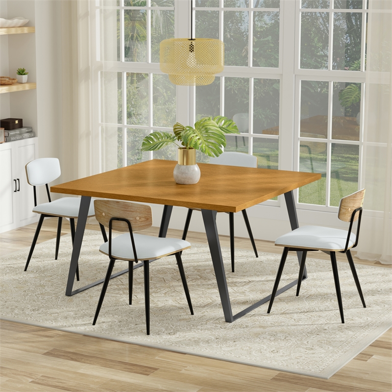 Lowry 54 x 54 inch Square Modern Industrial Square Dining Table in Oak Veneer