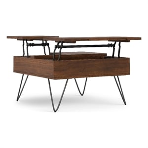 Hunter  32 inch Wide Square Industrial Lift Top Coffee Table in Walnut