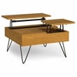 Hunter  32 inch Wide Square Industrial Lift Top Coffee Table in Oak