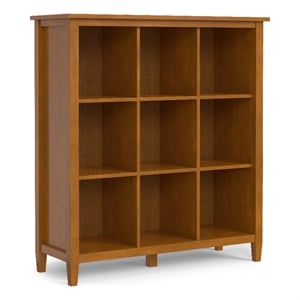 Warm Shaker SOLID WOOD 48x44&quot Transitional 9 Cube Storage in Light Golden Brown