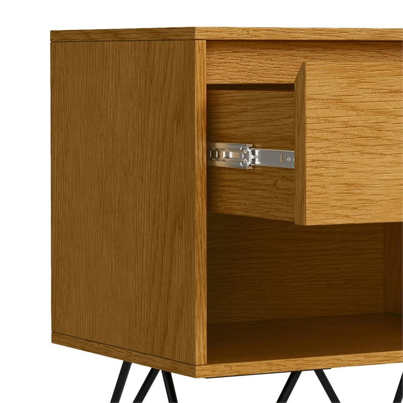 Hunter  20 inch Wide Industrial Nightstand in Oak