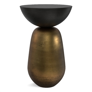 Clement Contemporary 15&quot Wide Metal Side Table in Black/Antique Brass