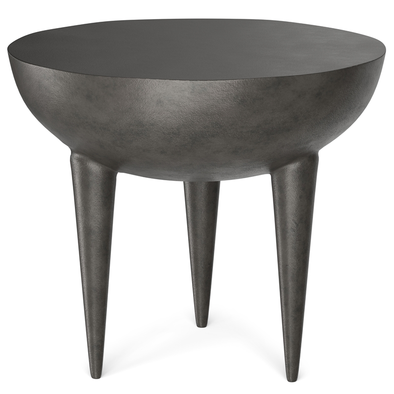 Otto Contemporary 21 inch Wide Metal Side Table in Graphite & Fully Assembled
