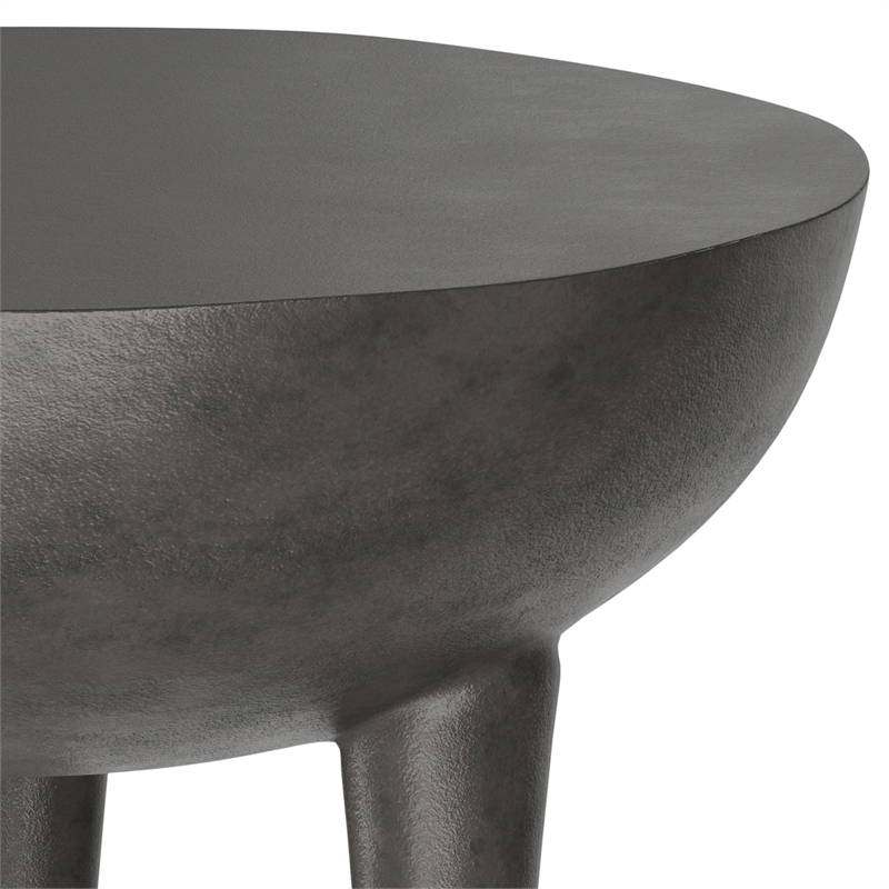 Otto Contemporary 21 inch Wide Metal Side Table in Graphite & Fully Assembled