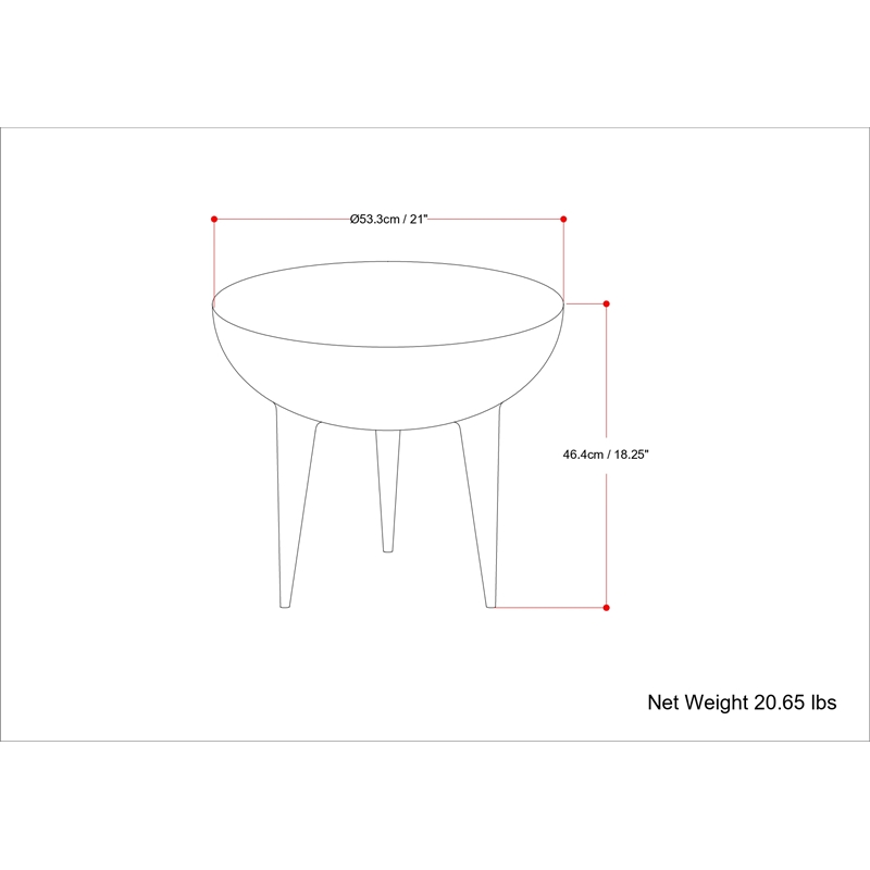 Otto Contemporary 21 inch Wide Metal Side Table in Graphite & Fully Assembled