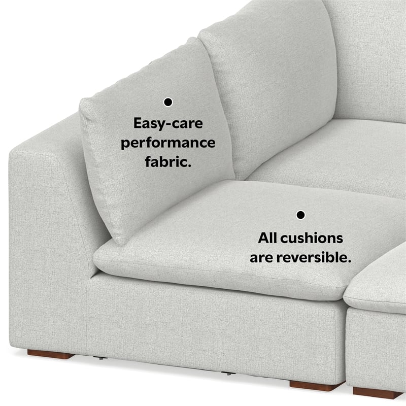 Simpli Home Jasmine Pit Sectional Modular Sofa in Performance Fabric