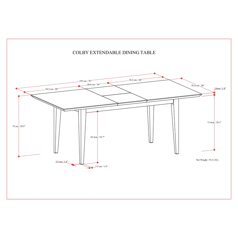 Colby 60-76 inch x 36 inch Rectangle Contemporary Extendable Dining Table in Oak