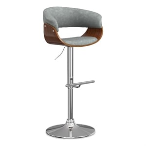 Sheldon Modern 34&quot Adjustable Swivel Bar Stool in Stone Gray Vegan Faux Leather