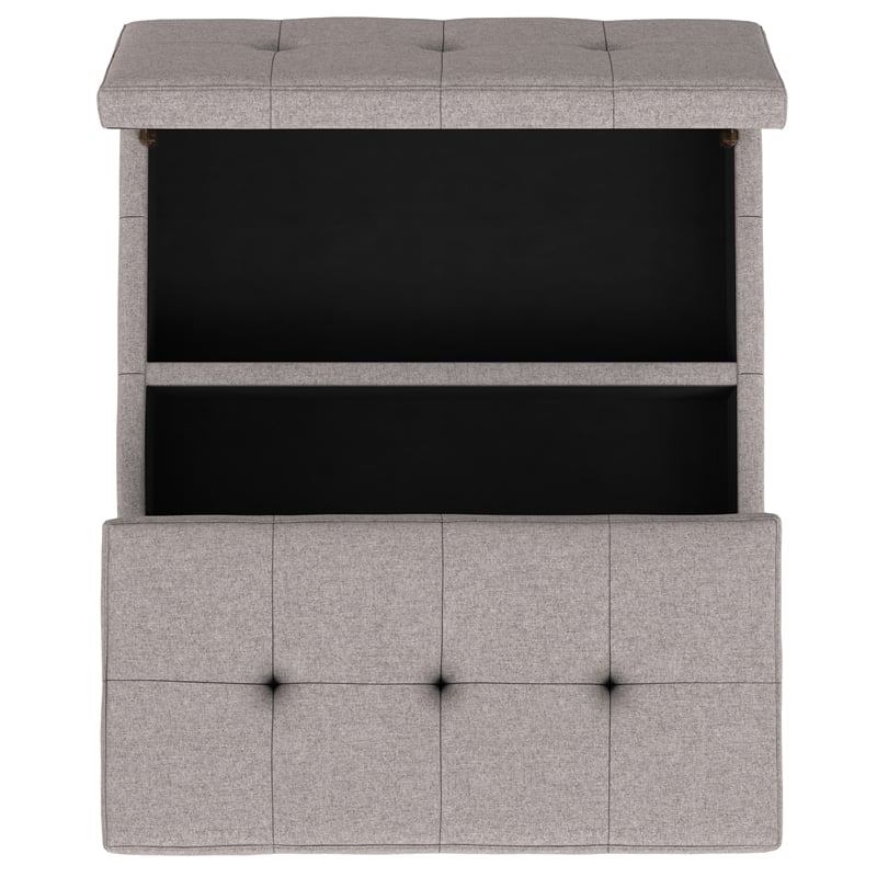 Dover 36 inch Wide Square Coffee Table Storage Ottoman in Cloud Gray Polyester