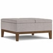 Dover 36 inch Wide Square Coffee Table Storage Ottoman in Cloud Gray Polyester