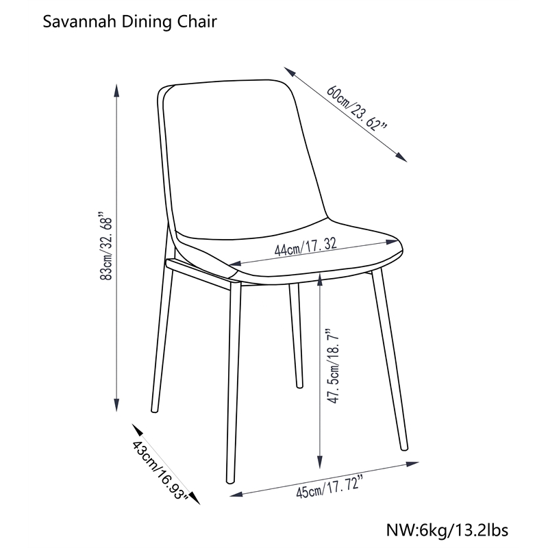 Savannah  Contemporary Dining Chair ( Set of 2 ) in Gray Linen Look Fabric