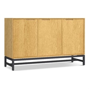Banting Metal 58x 18&quot Rectangle Modern 3 Door Sideboard Buffet in Natural Oak