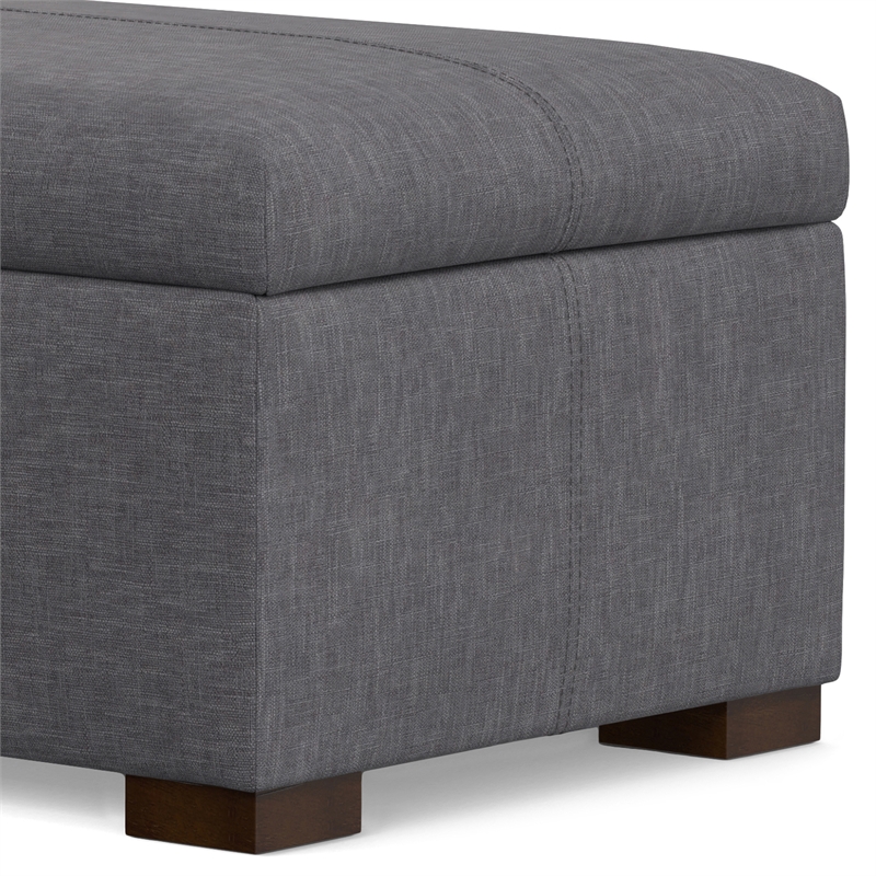 Gabbie 48 inch Wide Contemporary Storage Ottoman in Slate Gray Polyester Linen
