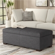 Gabbie 48 inch Wide Contemporary Storage Ottoman in Slate Gray Polyester Linen